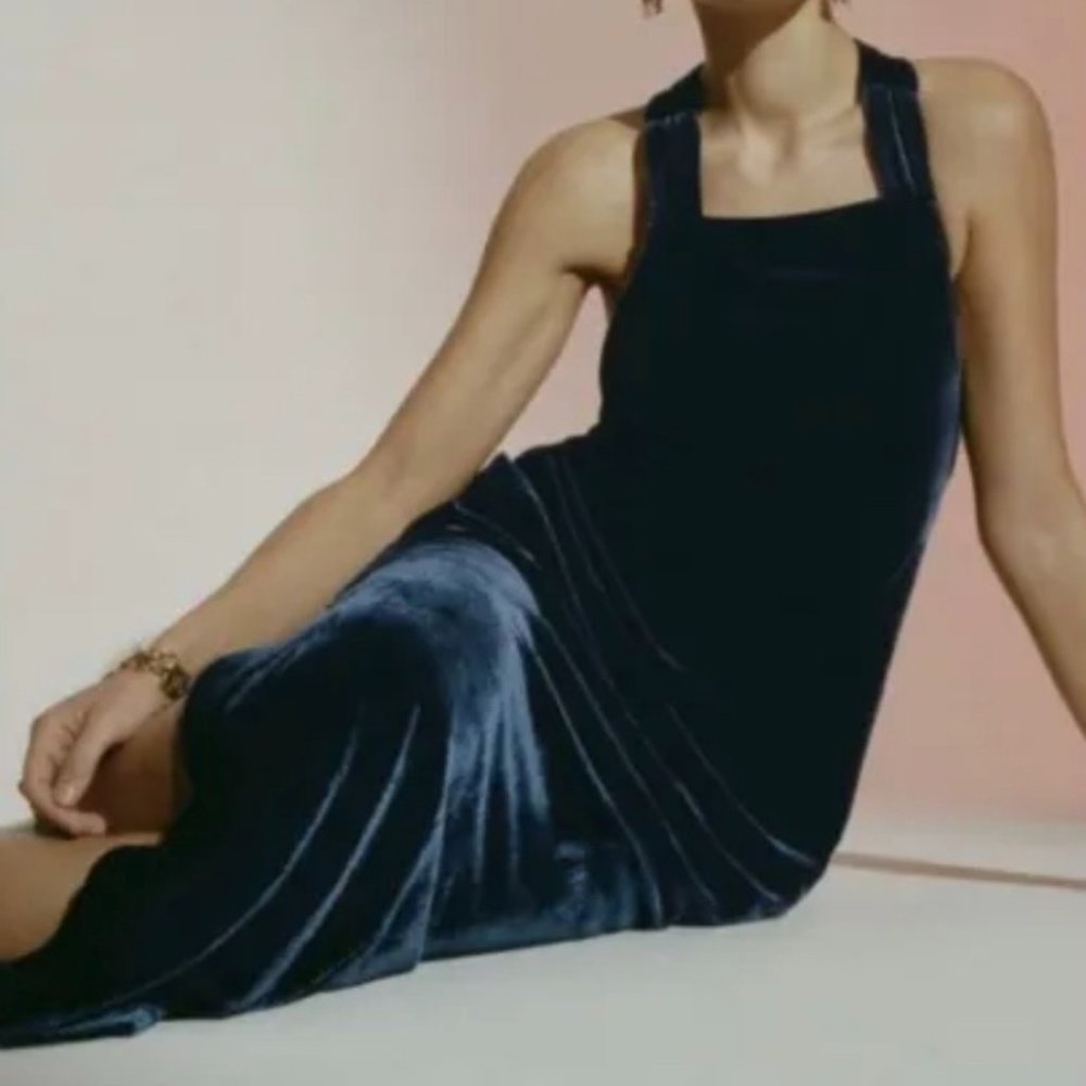 Anthropologie Halter Velvet Maxi Dress